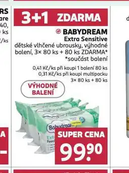 Rossmann Babydream extra sensitive dětské vlhčené ubrousky nabídka