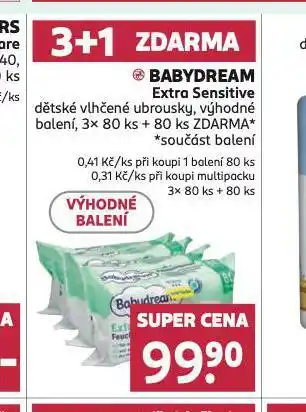 Rossmann Babydream extra sensitive dětské vlhčené ubrousky nabídka