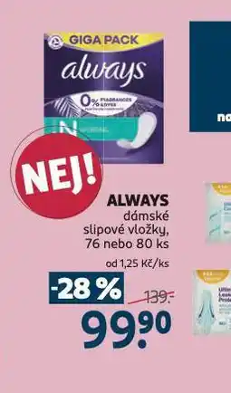 Rossmann Always dámské slipové vložky nabídka