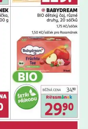 Rossmann Babydream bio dětský čaj nabídka