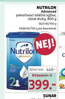 Rossmann Nutrilon advanced pokračovací mléčná výživa nabídka