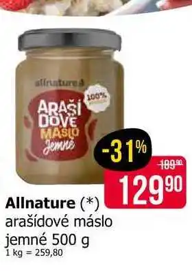 Teta Allnature arašídové máslo jemné 500 g nabídka