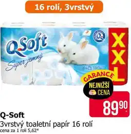 Teta QSoft 3vrstvý toaletní papír 16 rolí nabídka