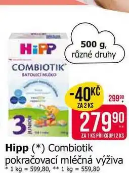 Teta HiPP combiotik pokračovací mléčná výživa 500g nabídka