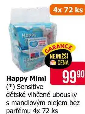 Teta Happy Mimi dětské vlhčené ubousky s mandlovým olejem bez parfému 4x 72 ks nabídka