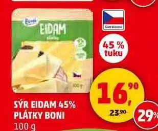 Penny Market SÝR EIDAM 45% PLÁTKY BONI, 100 g nabídka