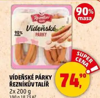 Penny Market VÍDEŇSKÉ PÁRKY ŘEZNÍKŮV TALÍŘ, 2x 200 g nabídka