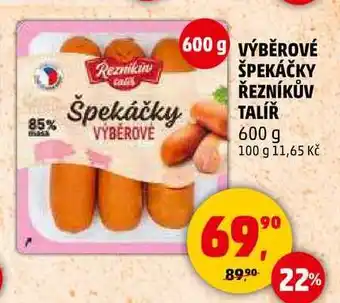 Penny Market VÝBĚROVÉ ŠPEKÁČKY ŘEZNÍKŮV TALÍŘ, 600 g nabídka