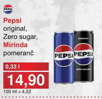 PLUS JIP PEPSI original, Zero sugar, Mirinda nabídka