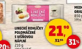 Penny Market LINECKÉ ROHLÍČKY POLOMÁČENÉ S VIŠŇOVOU NÁPLNÍ, 210 g nabídka