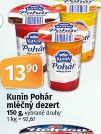 COOP TIP Kunín Pohár mléčný dezert nabídka