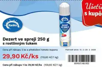 COOP TIP Dezert ve spreji s rostlinným tukem nabídka