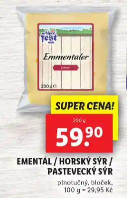 Lidl Emental/horský sýr / pastevecký sýr nabídka