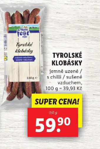 Lidl Tyrolské klobásky nabídka