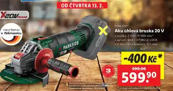 Lidl PARKSIDE Aku úhlová bruska 20 V nabídka