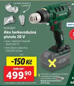 Lidl PARKSIDE Aku horkovzdušná pistole 20 V nabídka