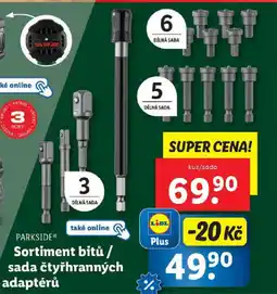 Lidl PARKSIDE Sortiment bitů / sada čtyřhranných adaptérů nabídka