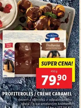 Lidl Profiteroles / créme caramel nabídka