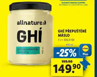 Lidl Ghí přepuštěné máslo nabídka