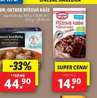 Lidl Dr. oetker rýžová kaše nabídka