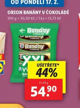 Lidl Orion banány v čokoládě nabídka