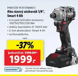 Lidl PARKSIDE Performance Aku rázový utahovák 1/4", Smart 4 Ah nabídka