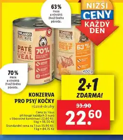 Lidl Konzerva pro psy/ kočky nabídka