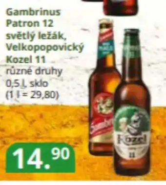 Potraviny CZ Gambrinus Patron 12 ,Velkopopovický Kozel 11 nabídka