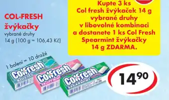 CBA COL-FRESH žvýkačky nabídka