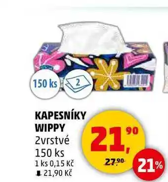 Penny Market KAPESNÍKY WIPPY 2vrstvé, 150 ks nabídka