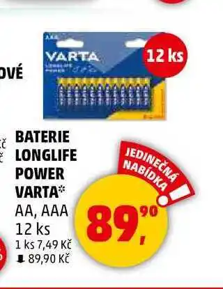Penny Market BATERIE LONGLIFE POWER VARTA AA, AAA, 12 ks nabídka