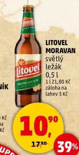 Penny Market LITOVEL MORAVAN světlý ležák, 0,5 l nabídka