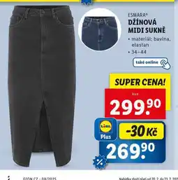 Lidl Džínová midi sukně nabídka