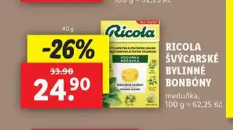 Lidl Ricola švýcarské bylinné bonbony nabídka