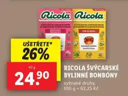 Lidl Ricola švýcarské bylinné bonbóny nabídka