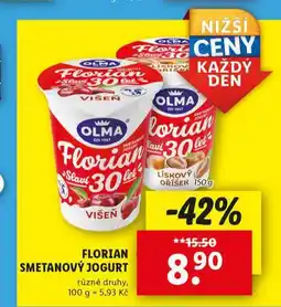 Lidl Florian smetanový jogurt nabídka