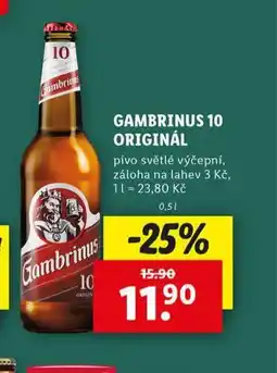 Lidl Pivo gambrinus originál 10 nabídka