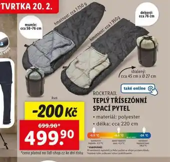 Lidl Teplý třísezónní spací pytel nabídka