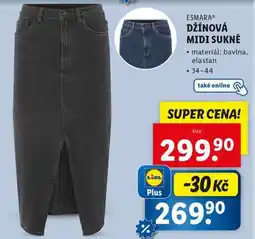 Lidl Džínová midi sukně nabídka