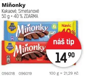 Konzum Miňonky Kakaové, Smetanové nabídka