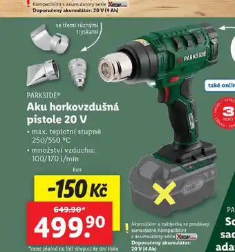 Lidl PARKSIDE® Aku horkovzdušná pistole 20 V nabídka