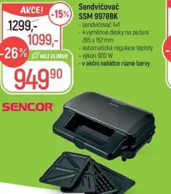 Globus Sendvičovač SSM 9978BK nabídka