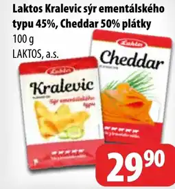 Partner Maloobchodní síť Laktos kralevic sýr ementálského typu 45%, cheddar 50% plátky nabídka