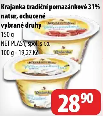 Partner Maloobchodní síť Krajanka tradiční pomazánkové 31% natur, ochucené vybrané druhy nabídka