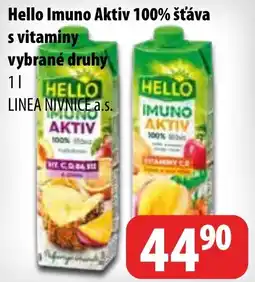 Partner Maloobchodní síť HELLO Imuno aktiv 100% šťáva s vitaminy vybrané druhy nabídka