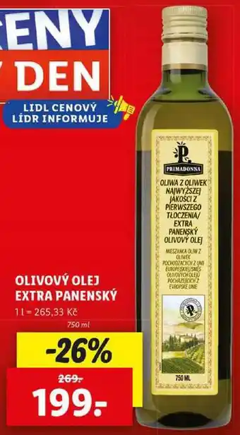 Lidl OLIVOVÝ OLEJ EXTRA PANENSKÝ, 750 ml nabídka