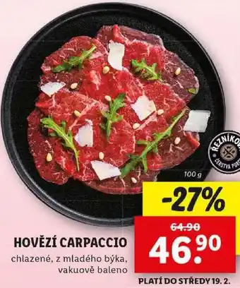 Lidl HOVĚZÍ CARPACCIO, 100 g nabídka