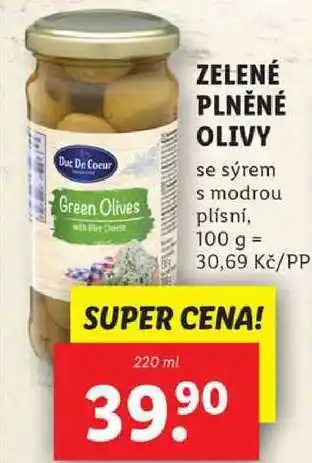 Lidl ZELENÉ PLNĚNÉ OLIVY, 220 ml nabídka