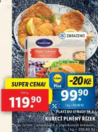 Lidl KUŘECÍ PLNĚNÝ ŘÍZEK, 500 g nabídka