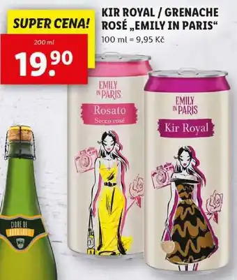 Lidl KIR ROYAL/GRENACHE SUPER CENA! ROSÉ ,,EMILY IN PARIS, 200 ml nabídka